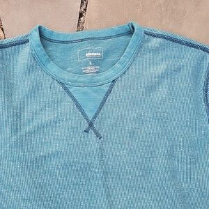 New Men's Sonoma Teal Ribbed Long-Sleeve Thermal Tee - Large